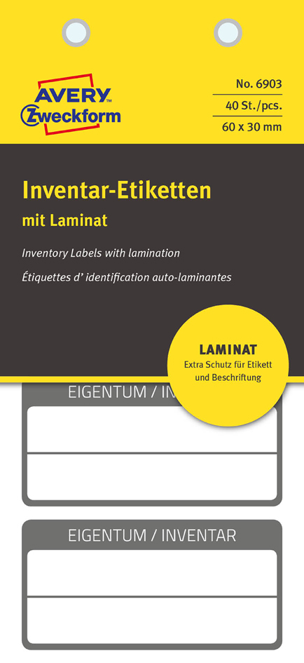 AVERY Zweckform Inventar-Etiketten mit Laminat, schwarz