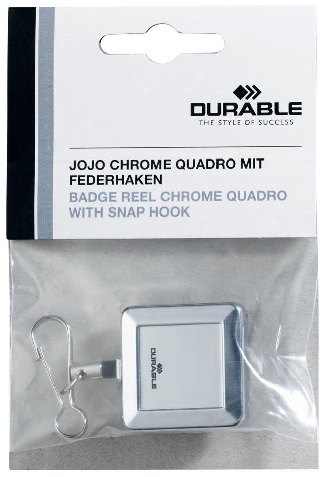 DURABLE Ausweishalter CHROME QUADRO, mit Federhaken,  silber