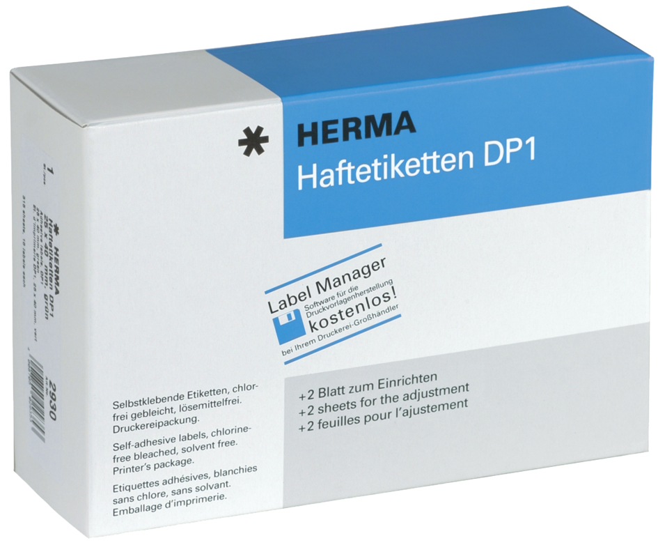 HERMA Haftetiketten DP1, 20 x 50 mm, weiß,für Druckmaschinen