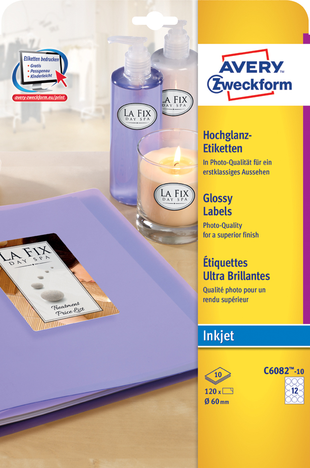 AVERY Zweckform Inkjet/Glossy Etiketten, 88,9 x 63,5 mm