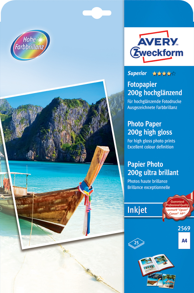 AVERY Zweckform InkJet-Photo-Papier A4, 200g, hochglänzend