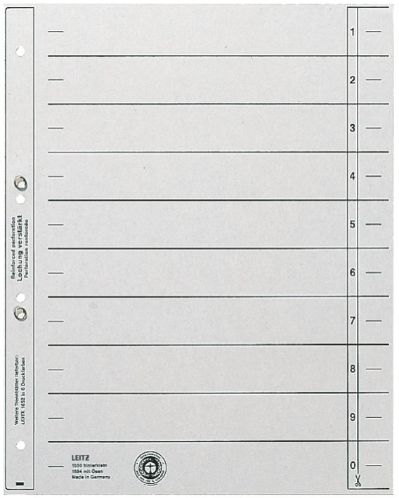 LEITZ Trennblätter, A5, Kraftkarton 200 g/wm, grau