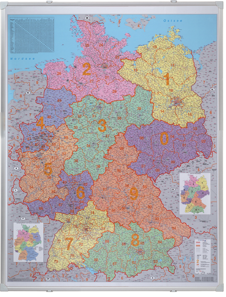 FRANKEN Deutschland Postleitzahlen-Karte, magnethaftend