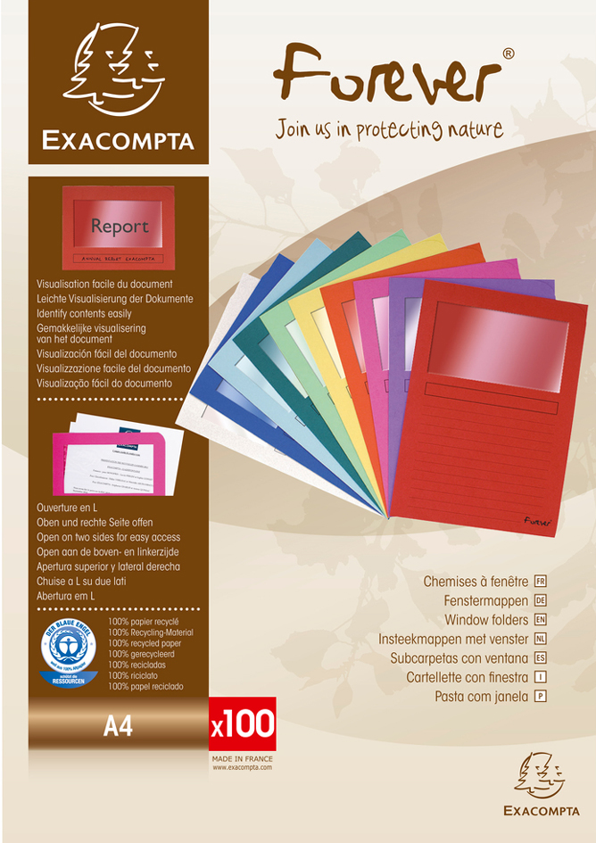 EXACOMPTA Sichtmappe FOREVER, DIN A4, 120 g/qm, fuchsia