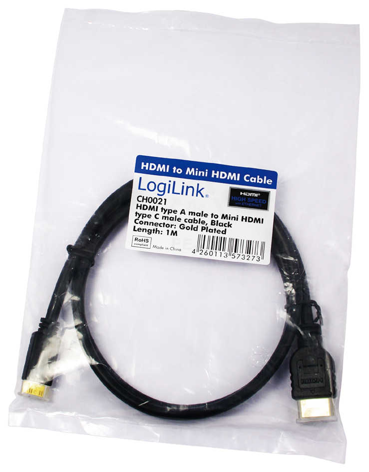 LogiLink HDMI Kabel, A-Stecker - C-Stecker Mini, 2,0 m