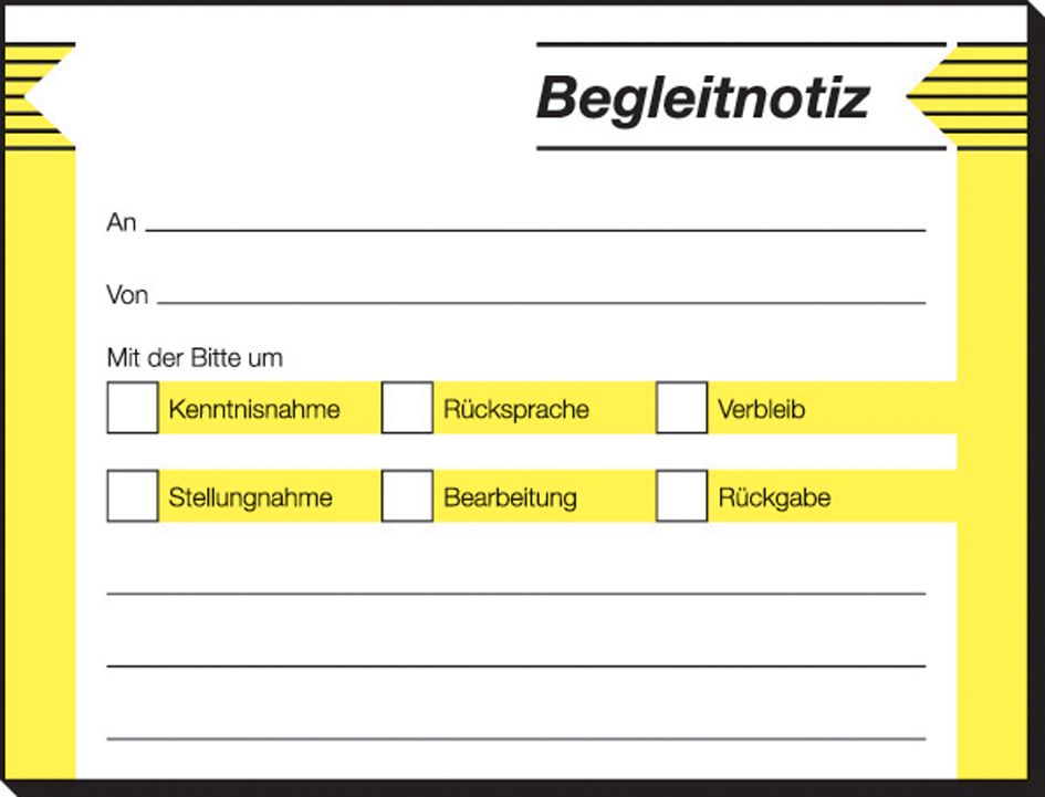 sigel Haftformular ´Begleitnotiz´, 100 x 75 mm, 50 Blatt