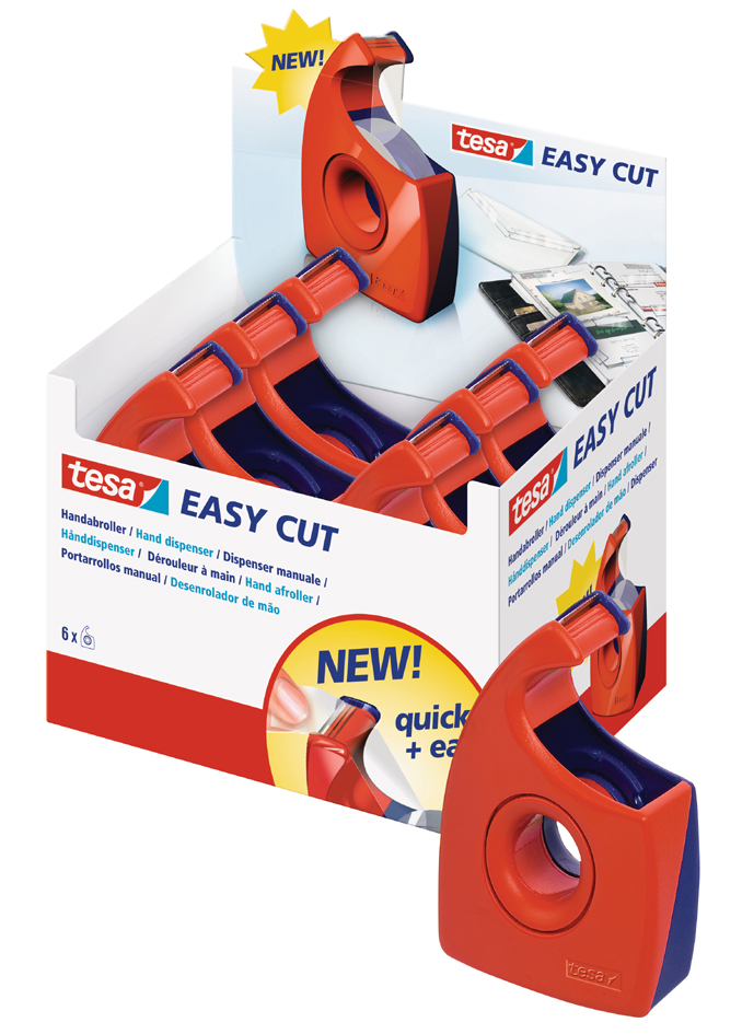 tesa Easy Cut Handabroller, transparent, unbestückt, Display