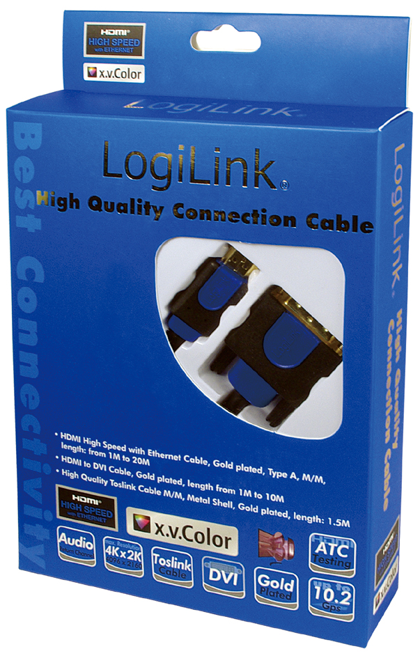 LogiLink HDMI Kabel High Speed, HDMI - DVI-D, 2 m