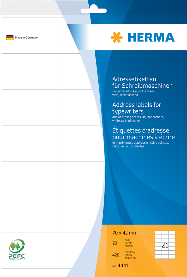 HERMA Adress-Etiketten, 94 x 47 mm, Ecken abgerundet, weiß