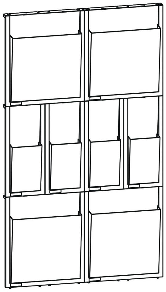 helit Wanddisplay PLACATIV, 6 Fächer DIN A4 hoch und