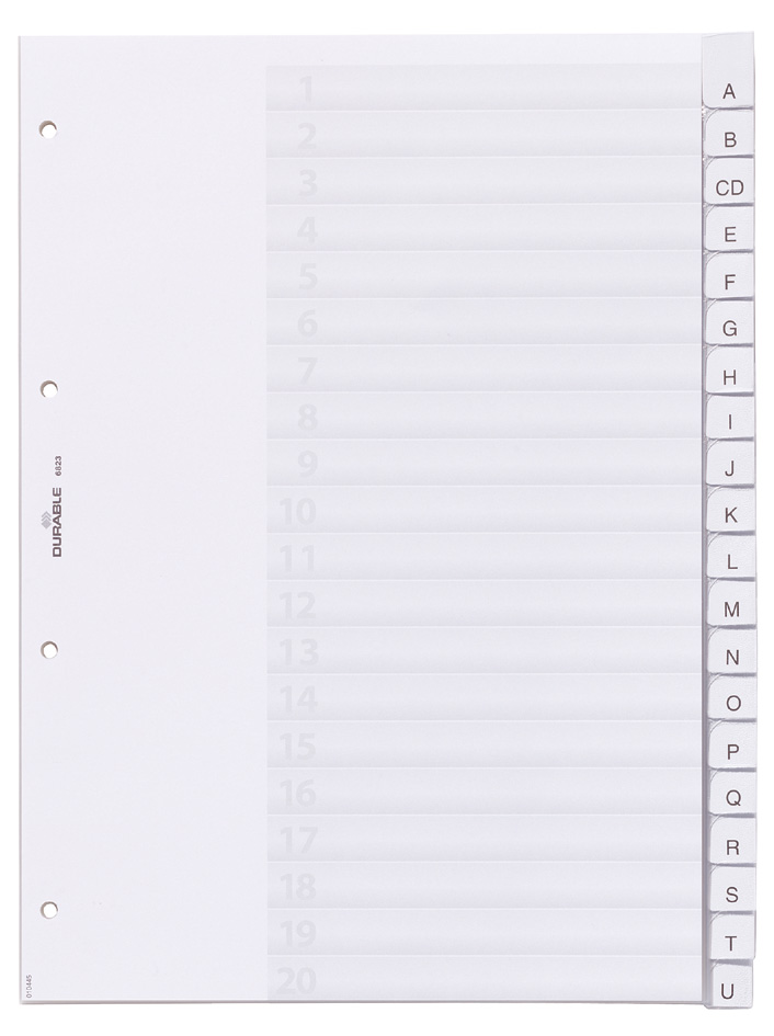 DURABLE Kunststoff-Register, A4, 15-teilig, transparent