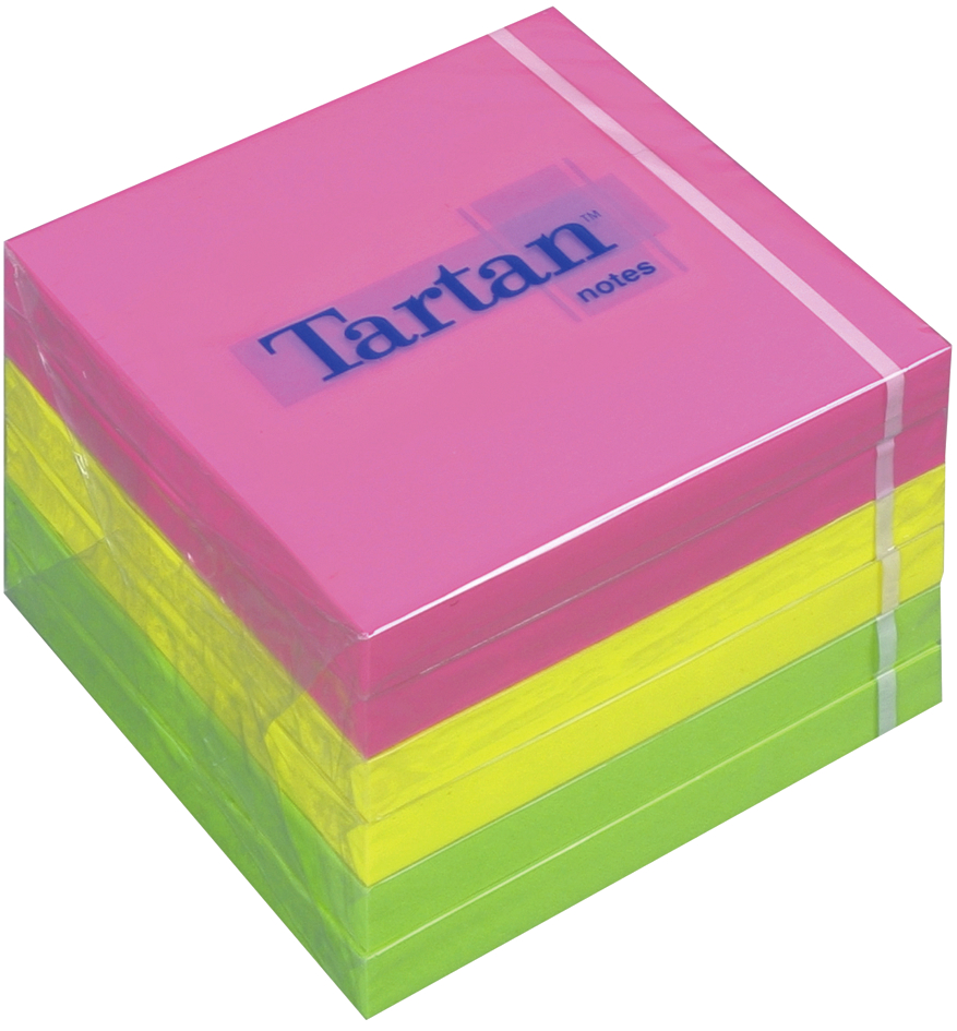 Tartan Notes Haftnotizen, 38 x 51 mm, Neon, 100 Blatt/Block