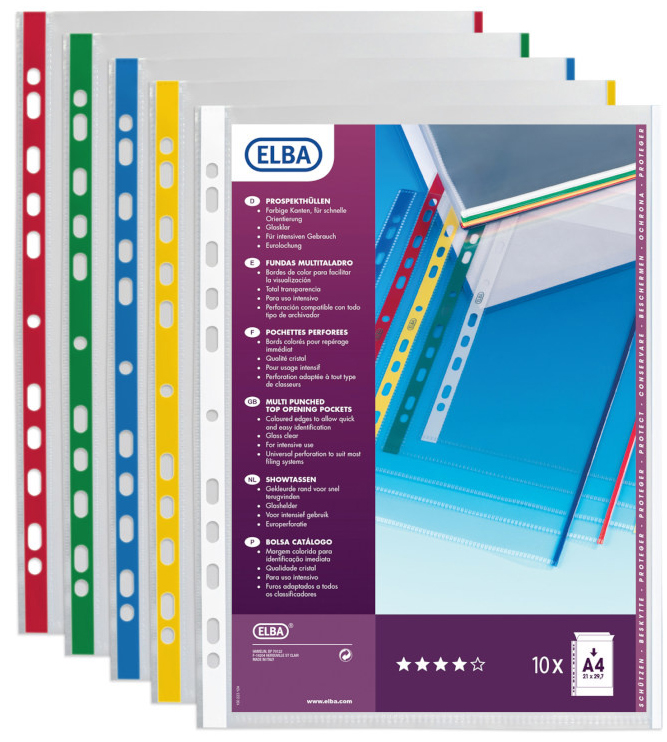 ELBA Prospekthülle, DIN A4 mit farbigem Rand, PP, 0,09 mm