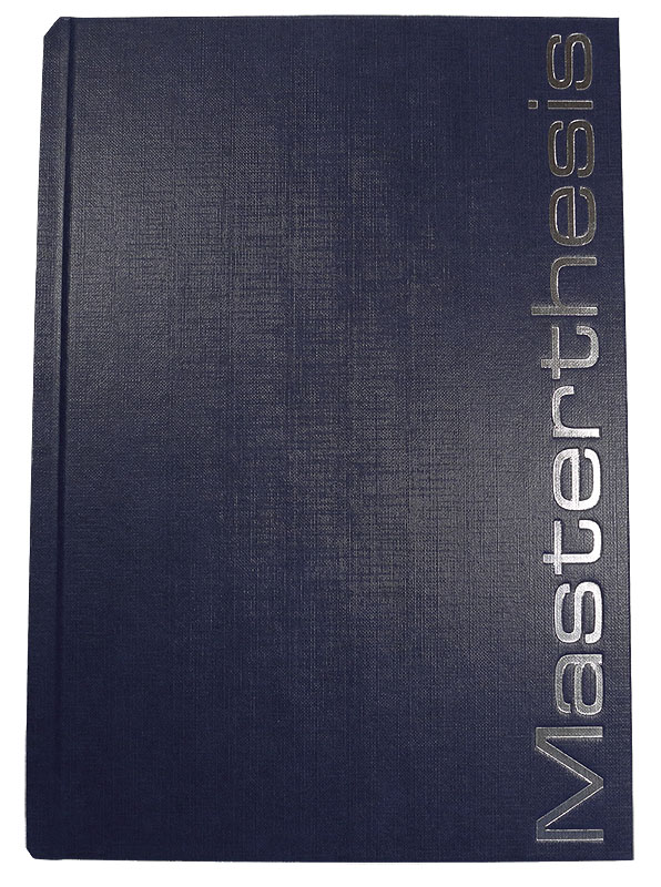 Bucheinband Hardcover NEWLINE, blau, Prägung MASTERTHESIS - blau - Masterthesis