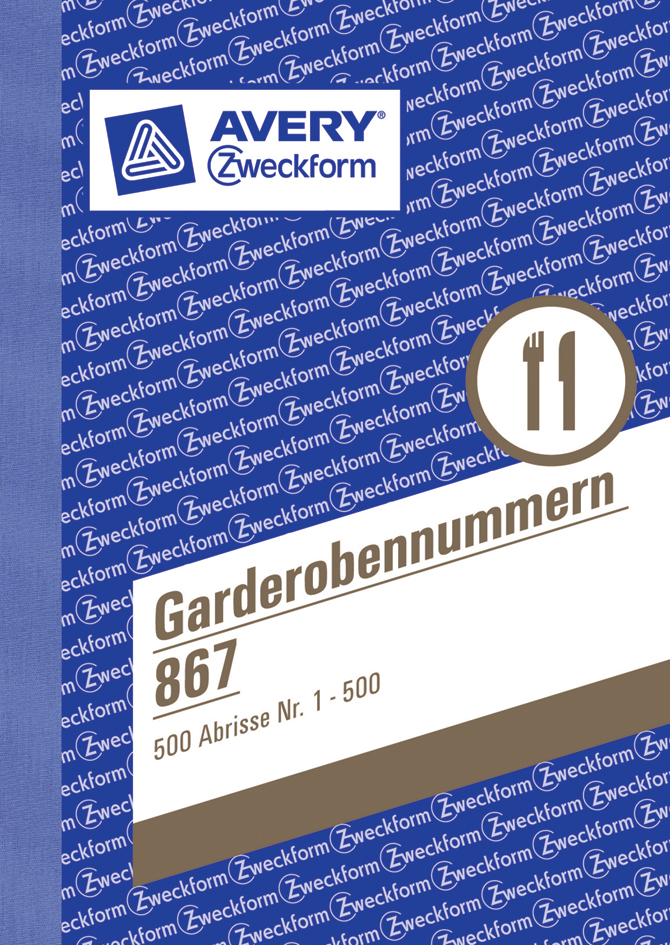 AVERY Zweckform Formularbuch ´Garderobennummern´, 1-500, A6