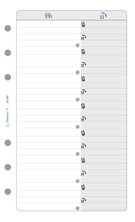 EXACOMPTA Nachfüllung Exatime 17, Adressen / Telefonnummern