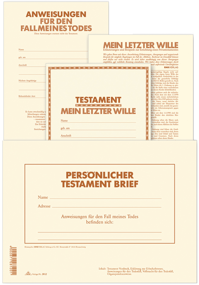 RNK Verlag Vordruck ´Testament Brief´, 220 x 162 mm