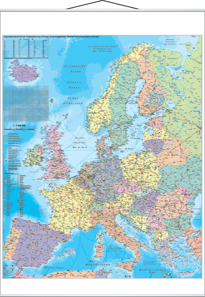 FRANKEN Europakarte, laminiert, 970 x 1.370 mm