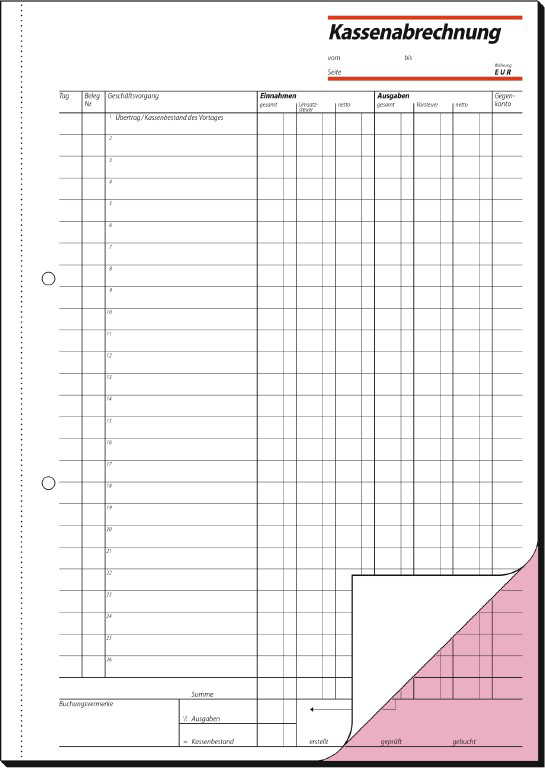 sigel Formularbuch ´Kassenblock´, 100 x 158 mm, 2 x 50 Blatt