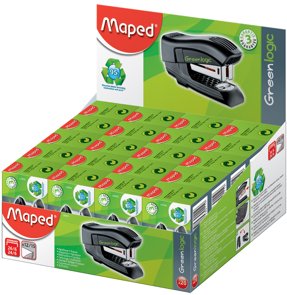 Maped Heftgerät Mini Standard Greenlogic, 20er Display