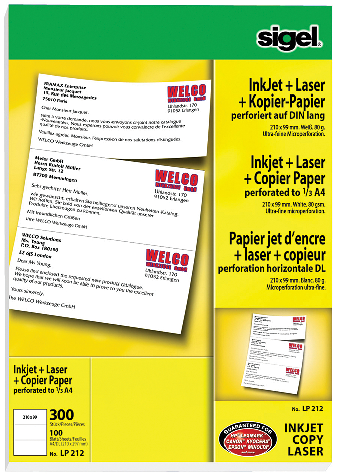 sigel Multifunktionspapier ´MultiPrint´,A4 perforiert auf A5