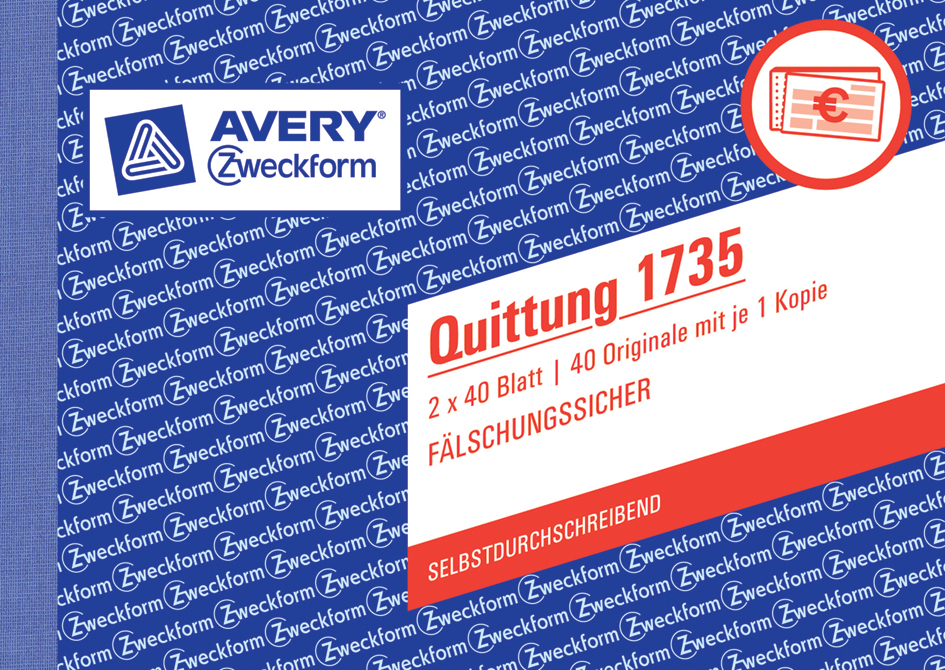 AVERY Zweckform Formularbuch ´Quittung´, A6 quer, 2x50 Blatt