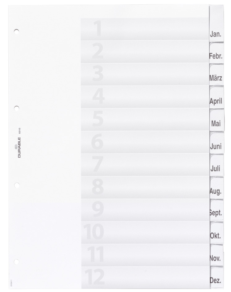 DURABLE Kunststoff-Register, A4, 12-teilig, transparent