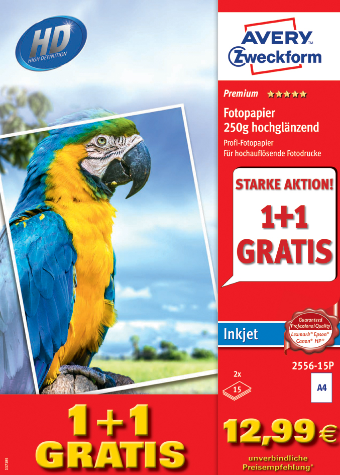 AVERY Zweckform PREMIUM Inkjet-Foto-Papier, A4, 250 g/qm