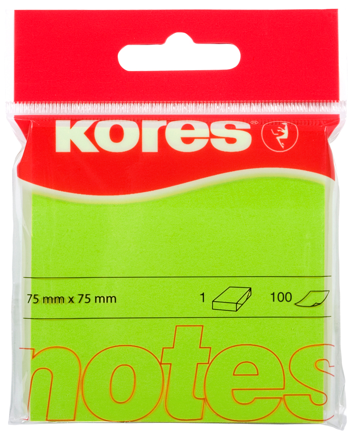 Kores Haftnotizen ´NEON´, 75 x 75 mm, blanko, neon-orange