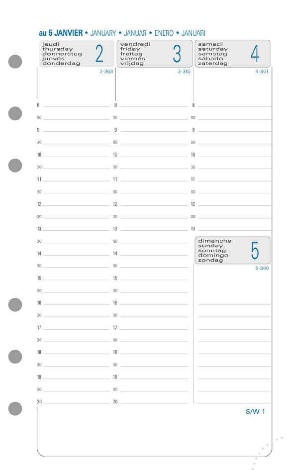 EXACOMPTA Nachfüllung Exatime 17, karierter Block (5 x 5)