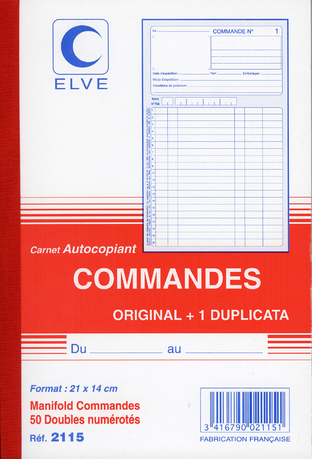 ELVE französisches Formularbuch ´Commandes´, 210 x 148 mm