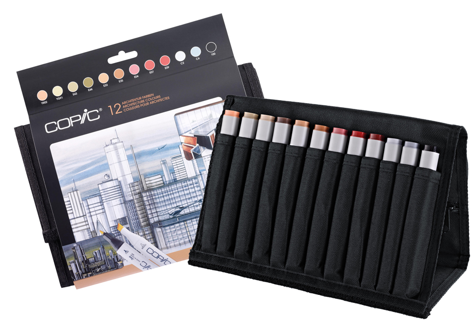 COPIC Profi Marker, 24er Wallet mit 12 Architekturfarben