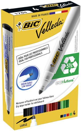 BIC Whiteboard-Marker Velleda 1701 ECOlutions, 4er Etui