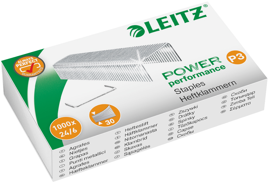 LEITZ Heftklammern 24/6 Power Performance P3, silber