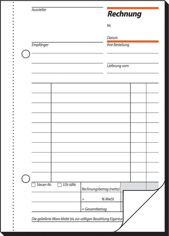 sigel Formularbuch ´Rechnung´, A5, 2 x 50 Blatt, Blaupapier