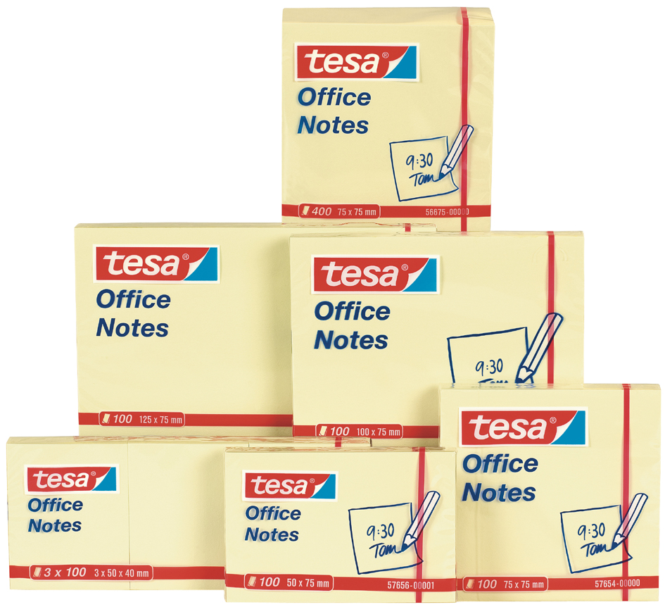 tesa Office Notes Haftnotizen, 75 x 75 mm, gelb