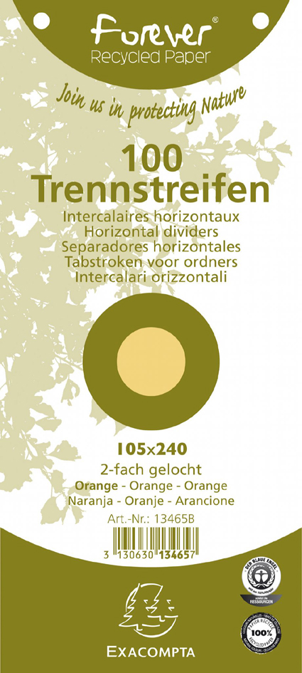 EXACOMPTA Trennstreifen 105 x 240 mm, orange, 180 g/qm