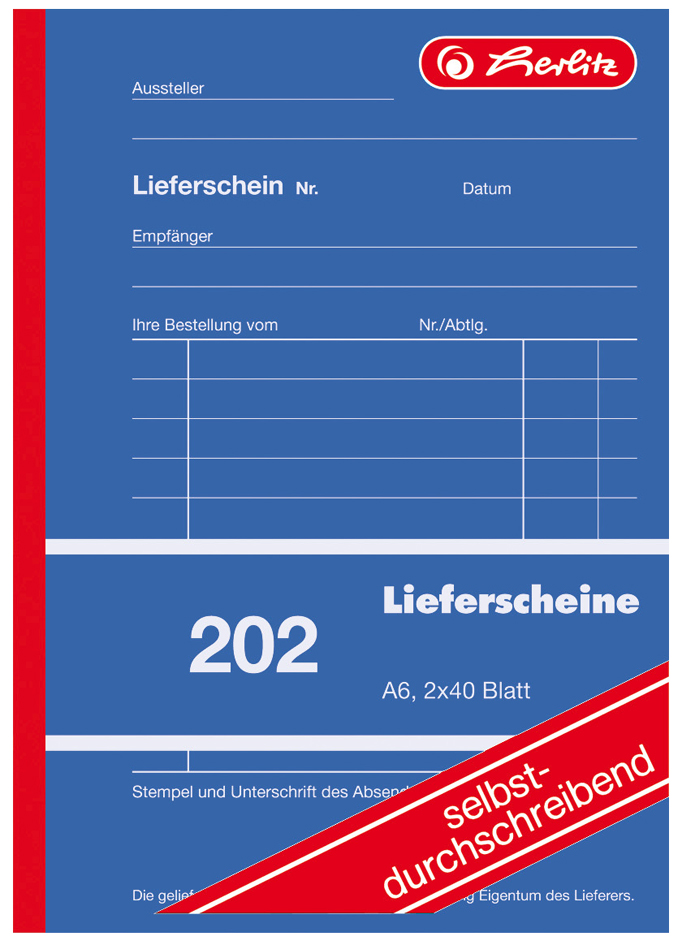 herlitz Formularbuch ´Liefer-/Empfangsschein 205´, DIN A5