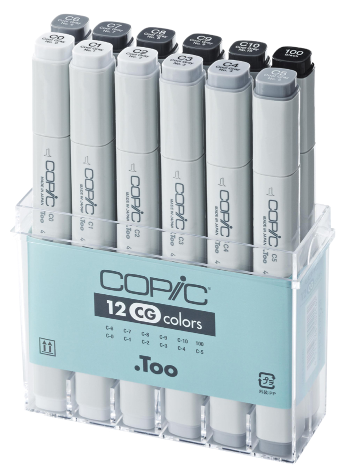 COPIC Profi Marker, 12er Grau Set ´CG´, kalte Grautöne