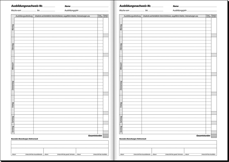 sigel Formularbuch ´Ausbildungsnachweis´, A4, 28 Blatt