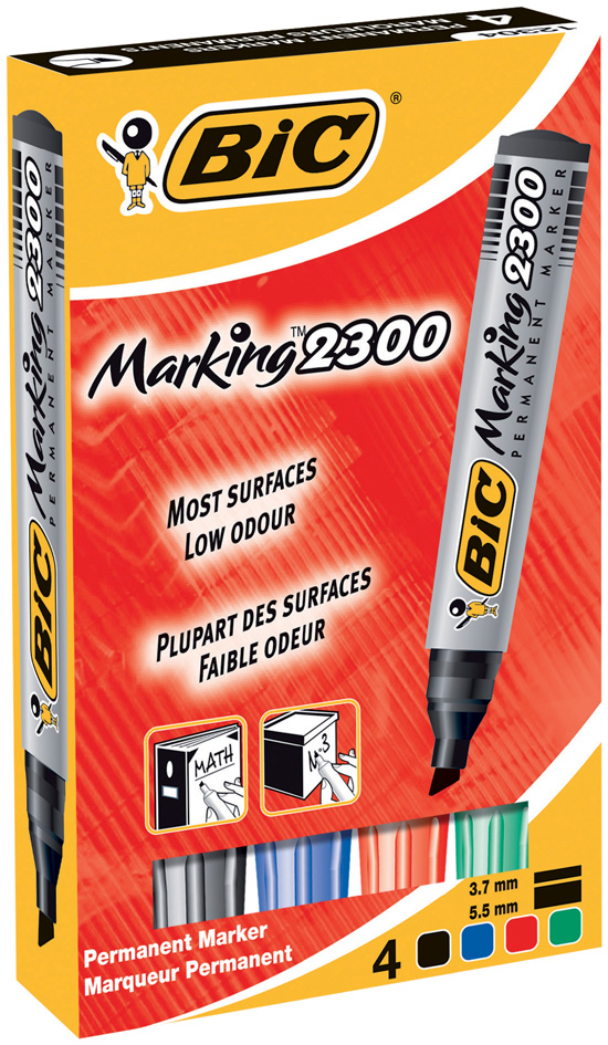 BIC Permanent-Marker 2300 Ecolutions, Keilspitze, 4er Etui