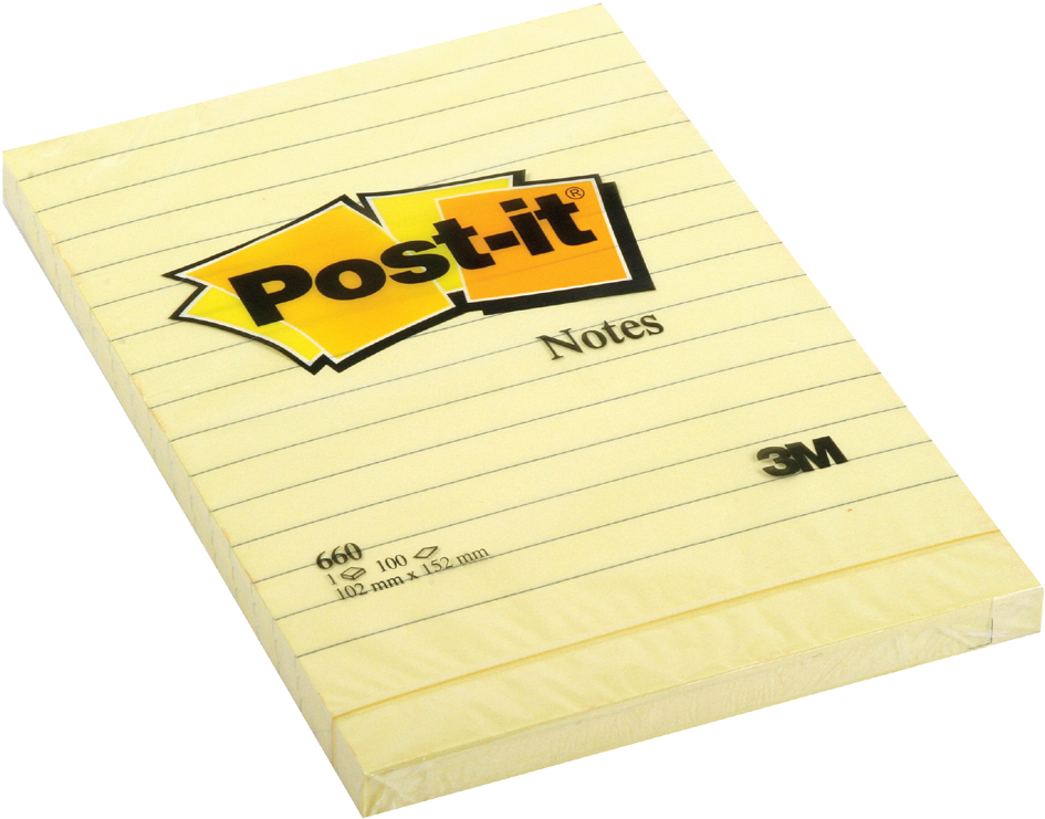 Post-it Haftnotizen, 76 x 76 mm, liniert, gelb