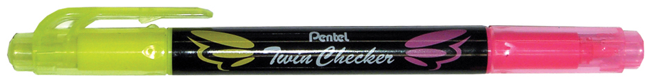 Pentel Textmarker ´TWIN CHECKER´, 2 Spitzen, gelb/blau