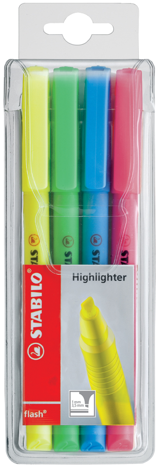 STABILO Textmarker flash, 4er PP-Etui