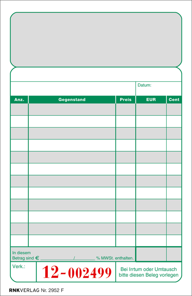 RNK Verlag Kassenblock-Mappe, 107 x 180 mm, schwarz