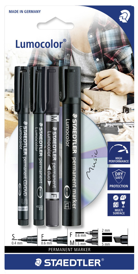 STAEDTLER Lumocolor Permanent-Marker-Set, 4-teilig, schwarz