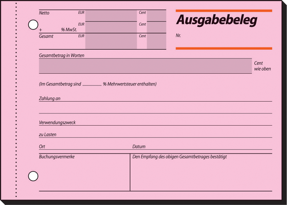 sigel Formularbuch ´Ausgabe-/Einnahmebeleg´, A6 quer, SD