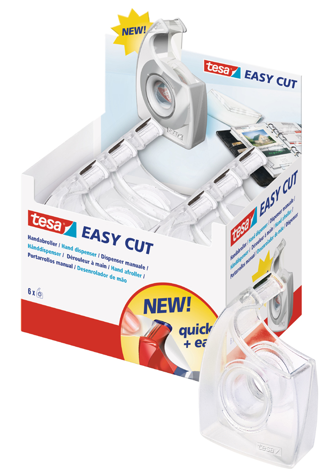 tesa Easy Cut Handabroller, transparent, unbestückt, Display