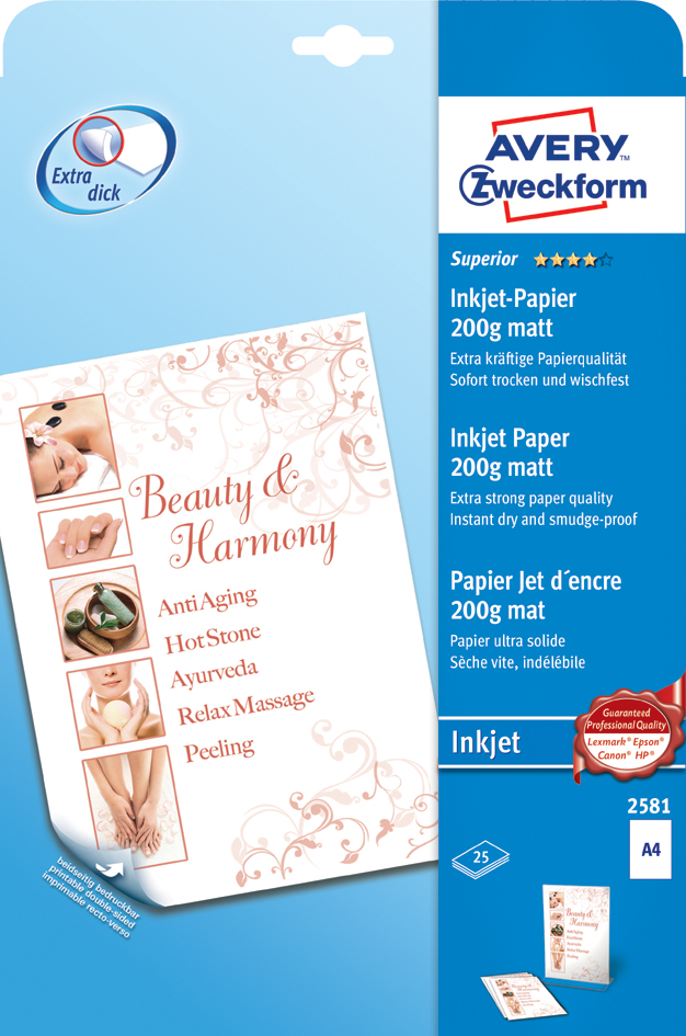 AVERY Zweckform Inkjet-Papier, DIN A4, 170 g/qm, weiß