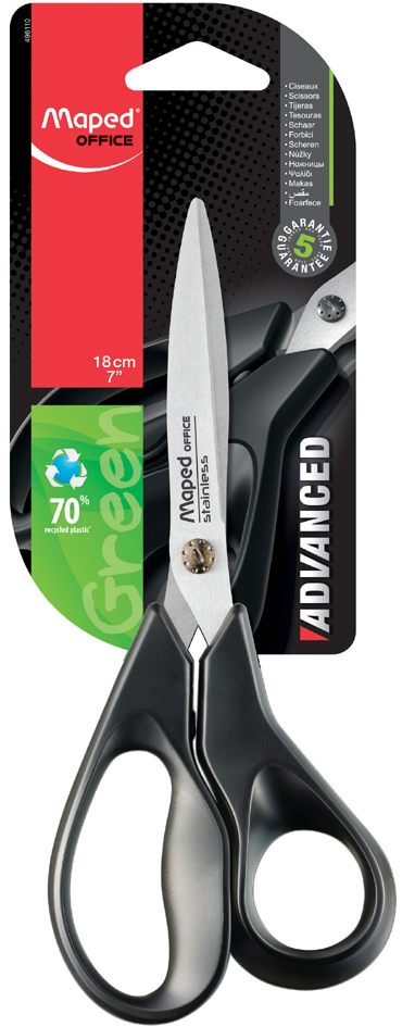 Maped Schere Advanced Green, Länge: 170 mm, symmetrisch